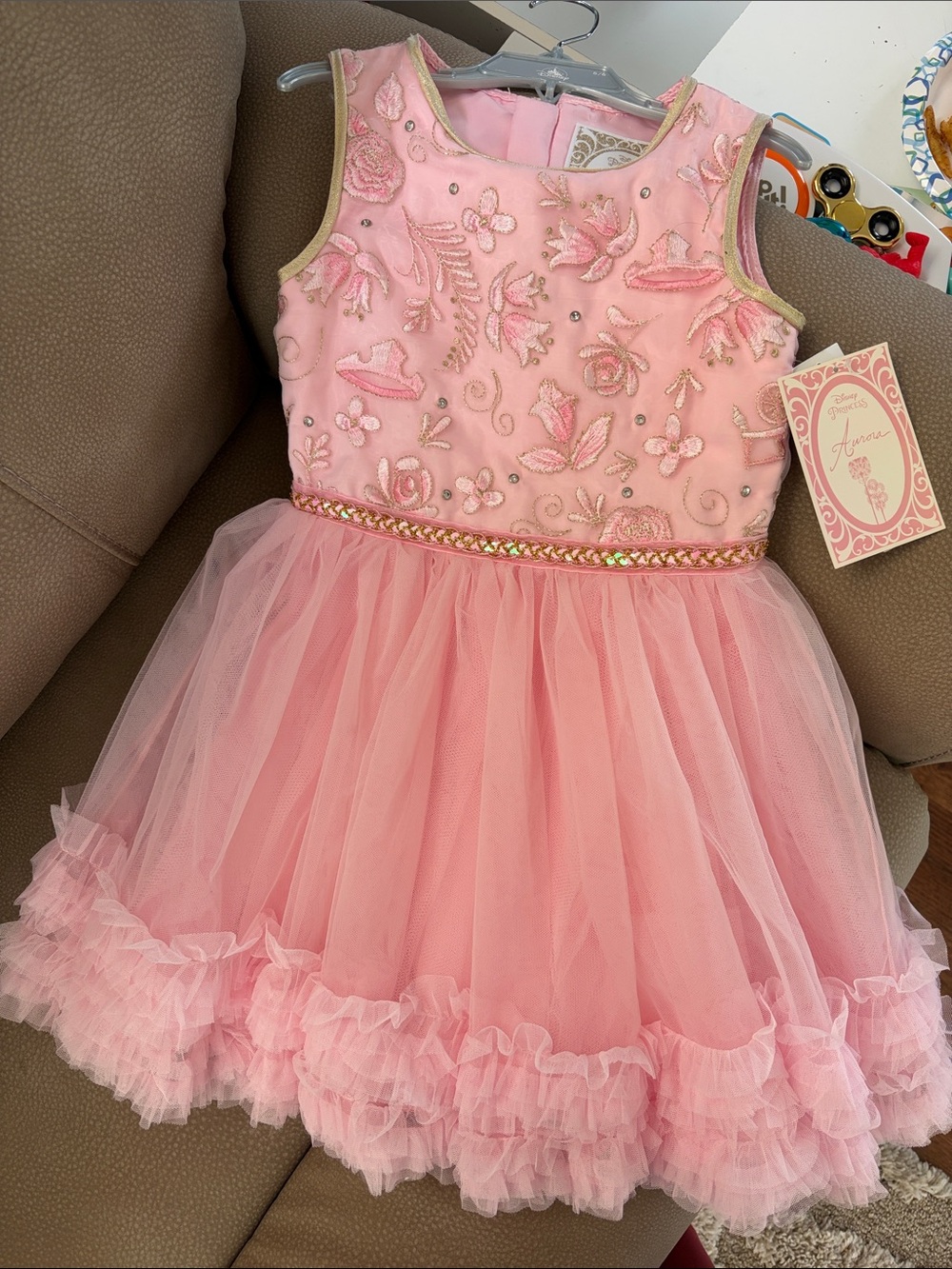 Disney Princess Aurora Pink Embroidered Tulle Dress Size 5/6